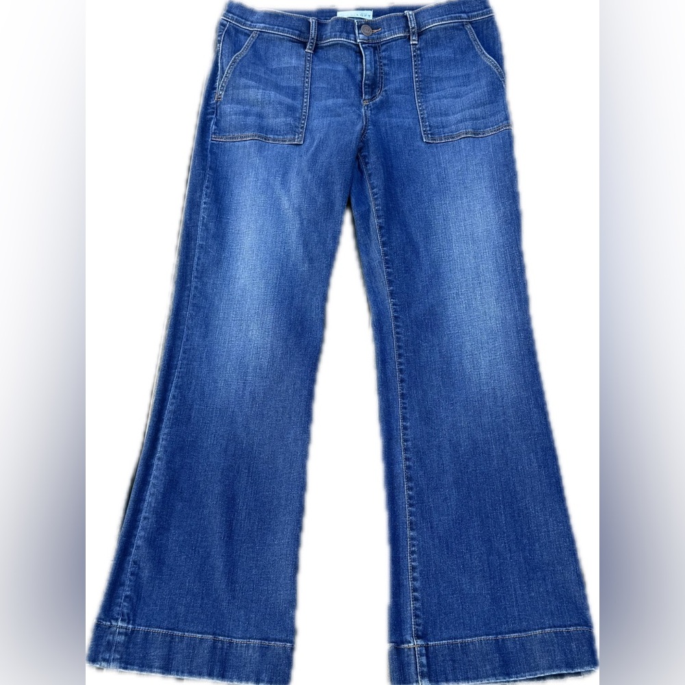 Wide leg jean trouser with patch pockets - NBW